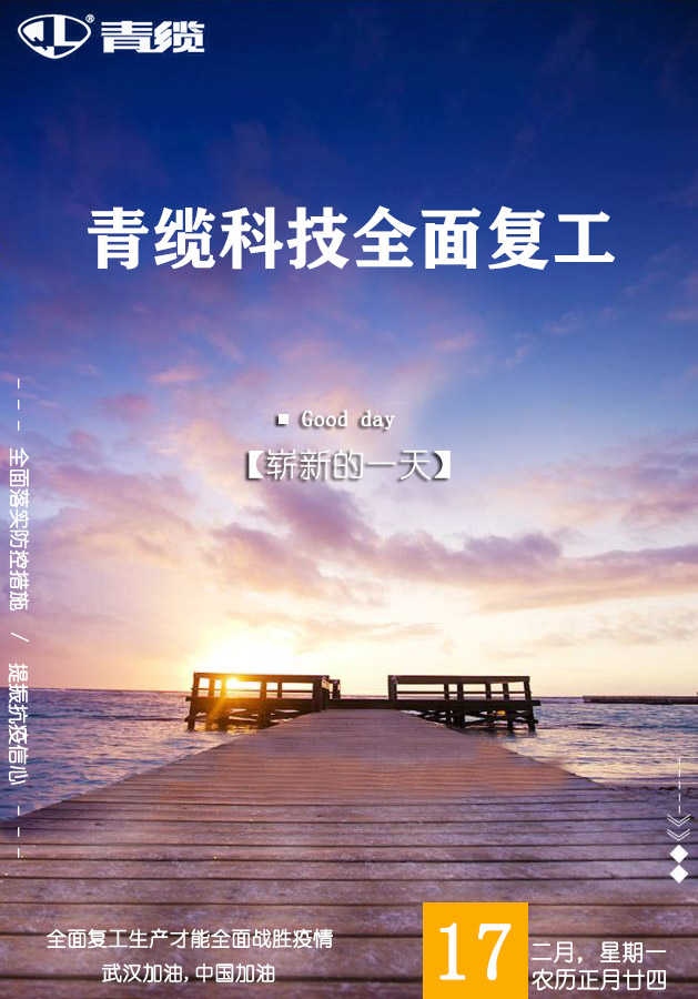 德赢VWIN科技2月17日全面复工复产